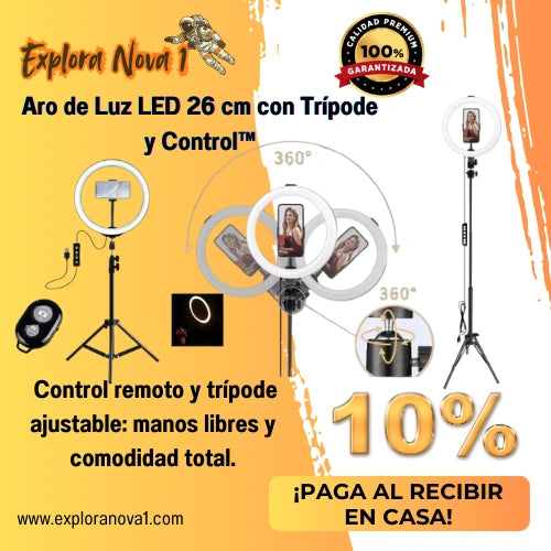 Aro de Luz LED 26 cm con Trípode y Control™